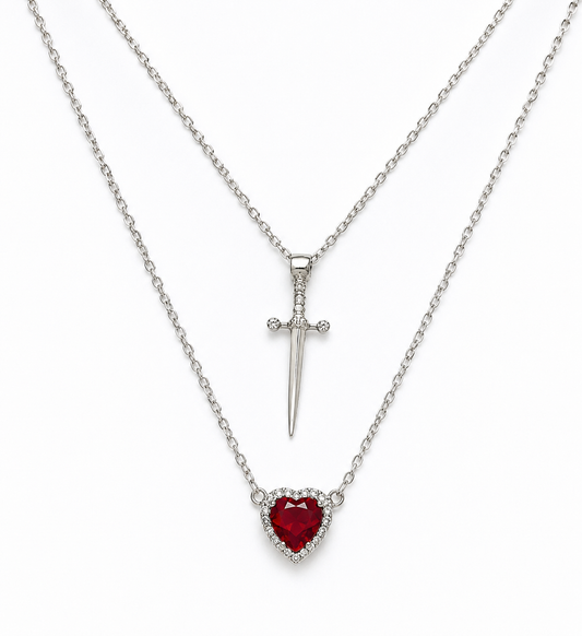 Heart and Sword couple necklace ♥️🗡️