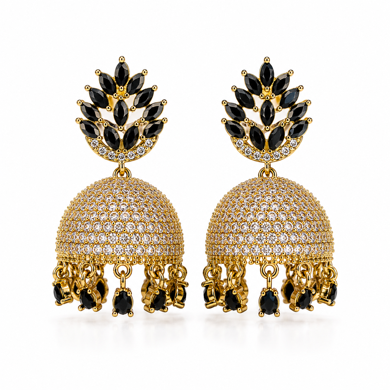 AD zircon gold Jhumki (earrings)