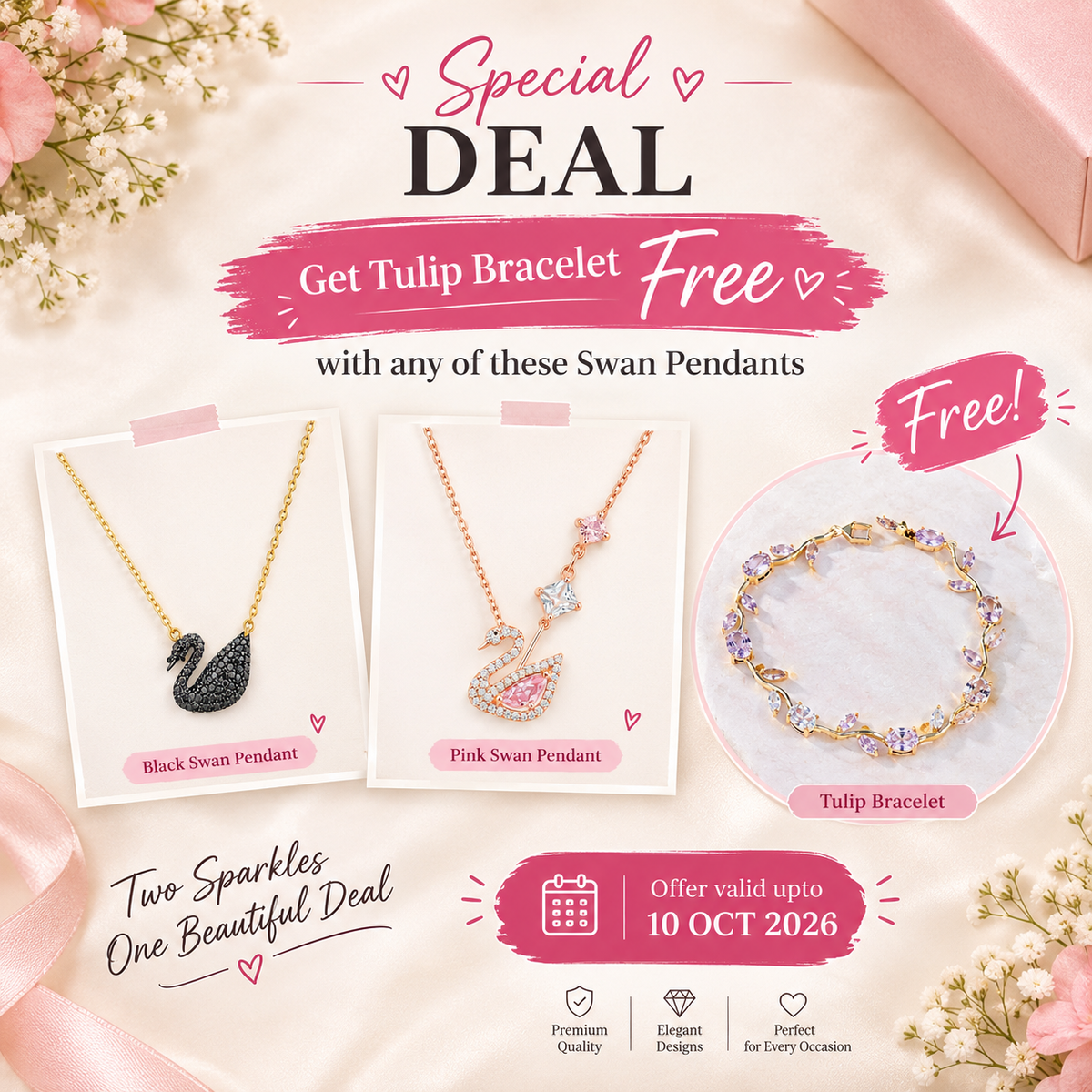 Get Swan bracelet and Tulip bracelet free 🦢